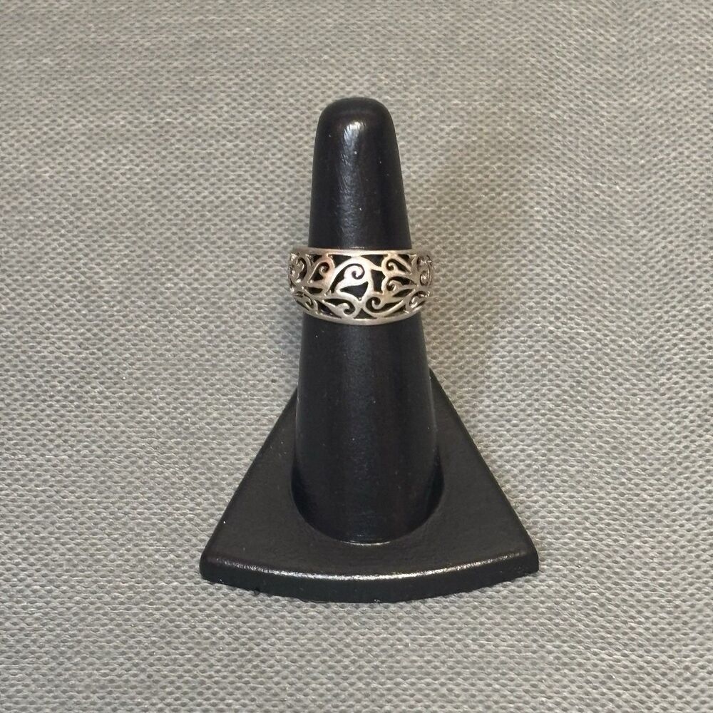 Vintage Ring Filigree Sterling Silver Scroll Openwork Band Ring Size 6